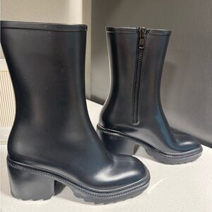 INC International Concepts Black Winter Rain Boots with Side Zipper